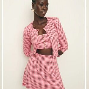 Reformation Pink Gingham Mini Dress